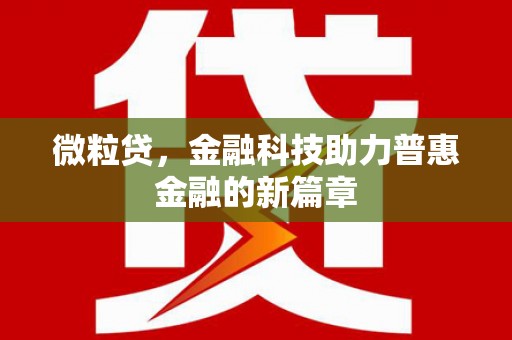 宾川微粒贷，金融科技助力普惠金融的新篇章