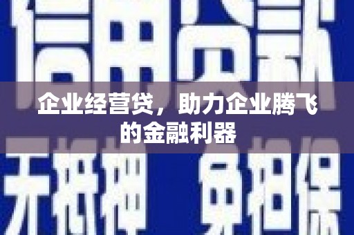 宾川企业经营贷，助力企业腾飞的金融利器