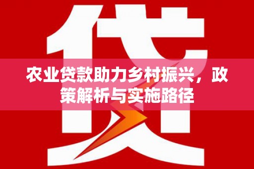 宾川农业贷款助力乡村振兴，政策解析与实施路径
