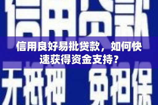 宾川信用良好易批贷款，如何快速获得资金支持？