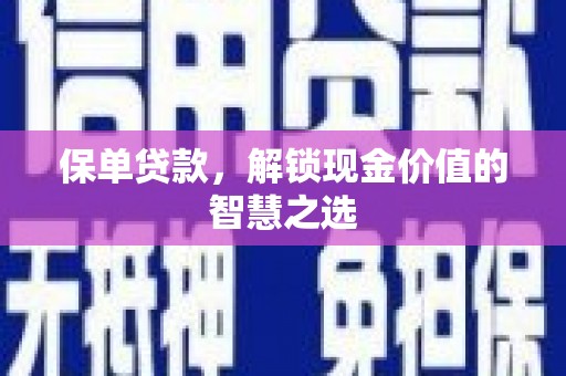 宾川保单贷款，解锁现金价值的智慧之选