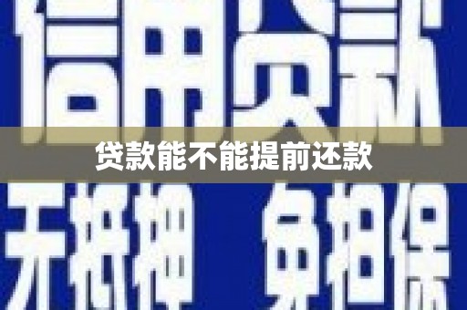 宾川贷款能不能提前还款