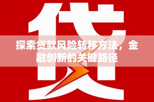 宾川探索贷款风险转移方法，金融创新的关键路径