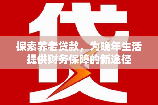 宾川探索养老贷款，为晚年生活提供财务保障的新途径