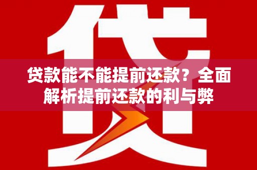 宾川贷款能不能提前还款？全面解析提前还款的利与弊