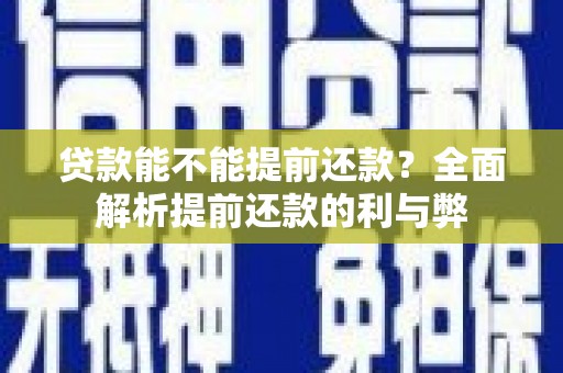 宾川贷款能不能提前还款？全面解析提前还款的利与弊